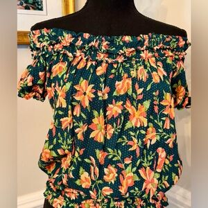 FREE PEOPLE Suki Floral Print
Short-Puff-Sleeve Off-The-Shoulder Top S 20 PTP